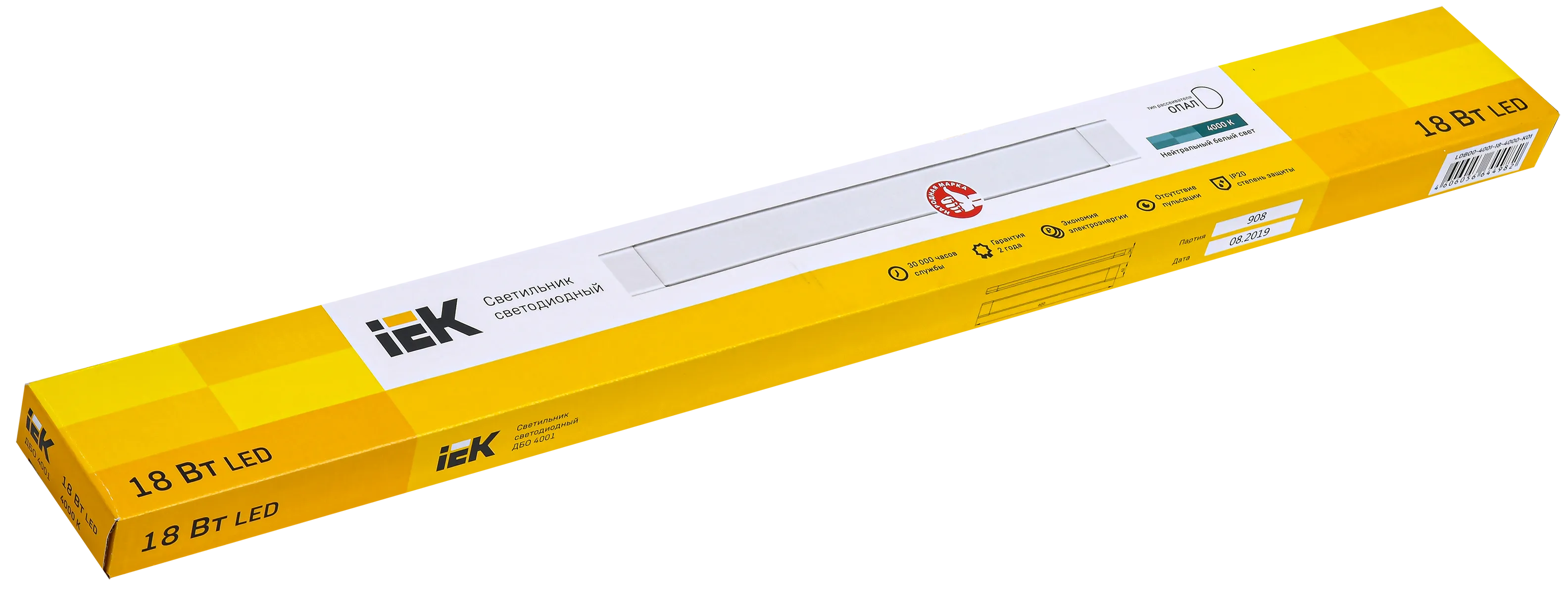 Светильник светодиодный линейный ДБО 4001 18Вт 4000К IP20 600мм опал IEK - Фото 2