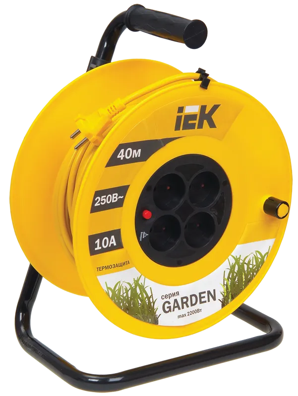 Катушка УК40 4 места без заземления с термозащитой 2х1,0мм2 "Garden" 40м IEK