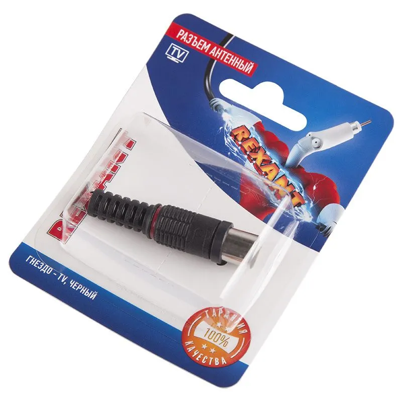 Разъем антенный, гнездо TV, RG-6, черный, 1 шт. REXANT - Фото 2