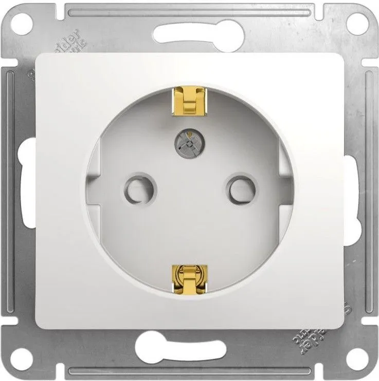 Розетка 1-м СП Glossa 16А IP20 с заземл. защ. шторки механизм бел. SE GSL000145