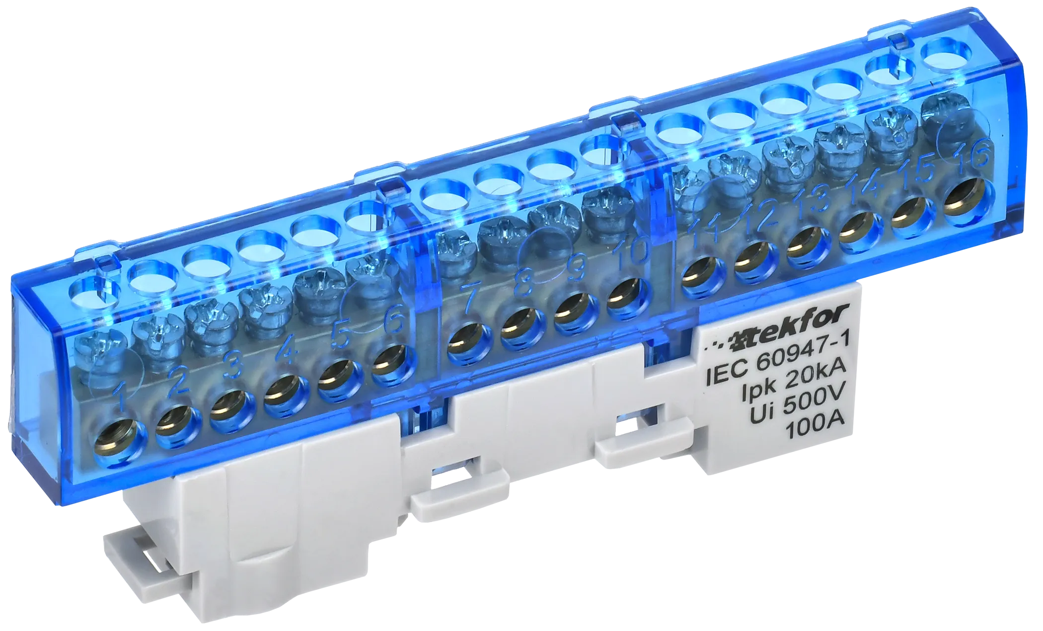 TEKFOR Шина N "ноль" изолированная на универсальном держателе 6х9-16-С IEK