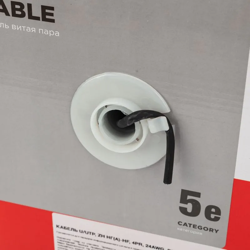 Кабель витая пара U/UTP, CAT 5e, ZH нг(А)-HF, 4PR, 24AWG, OUTDOOR, SOLID, черный, 305м, REXANT - Фото 5