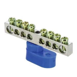 Шина "0" N (6x9мм) 8 отв. цинк синий угловой изолятор EKF sn1-63-08-1