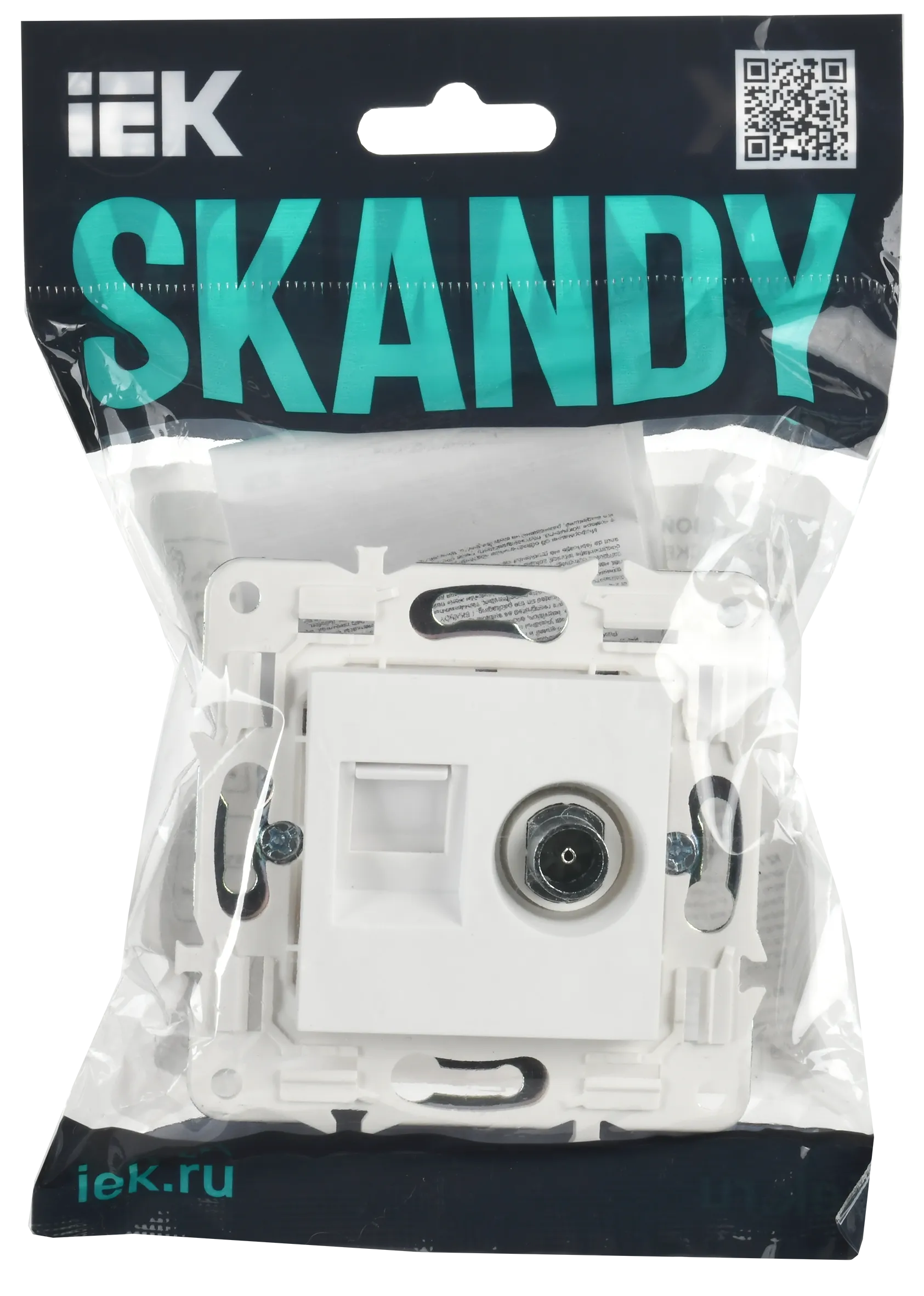 SKANDY Розетка двойная TV+RJ45 кат.5E SK-A14W арктический белый IEK - Фото 2