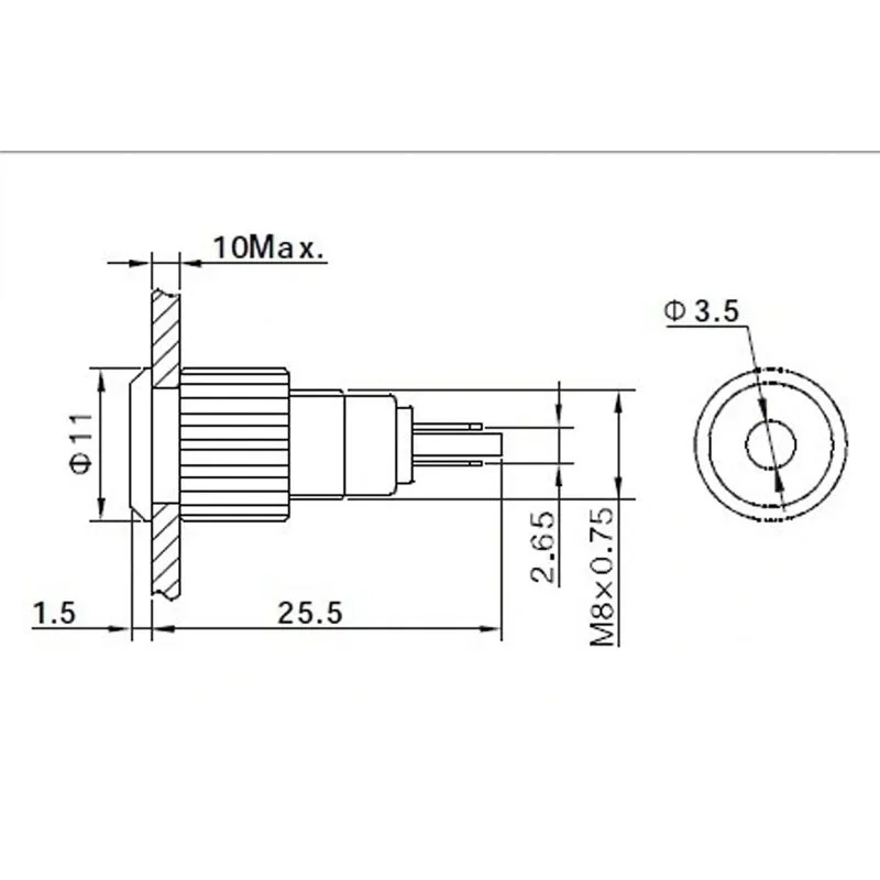 Индикатор металл Ø8 12В желтый LED (GQ8F-D)  REXANT - Фото 4