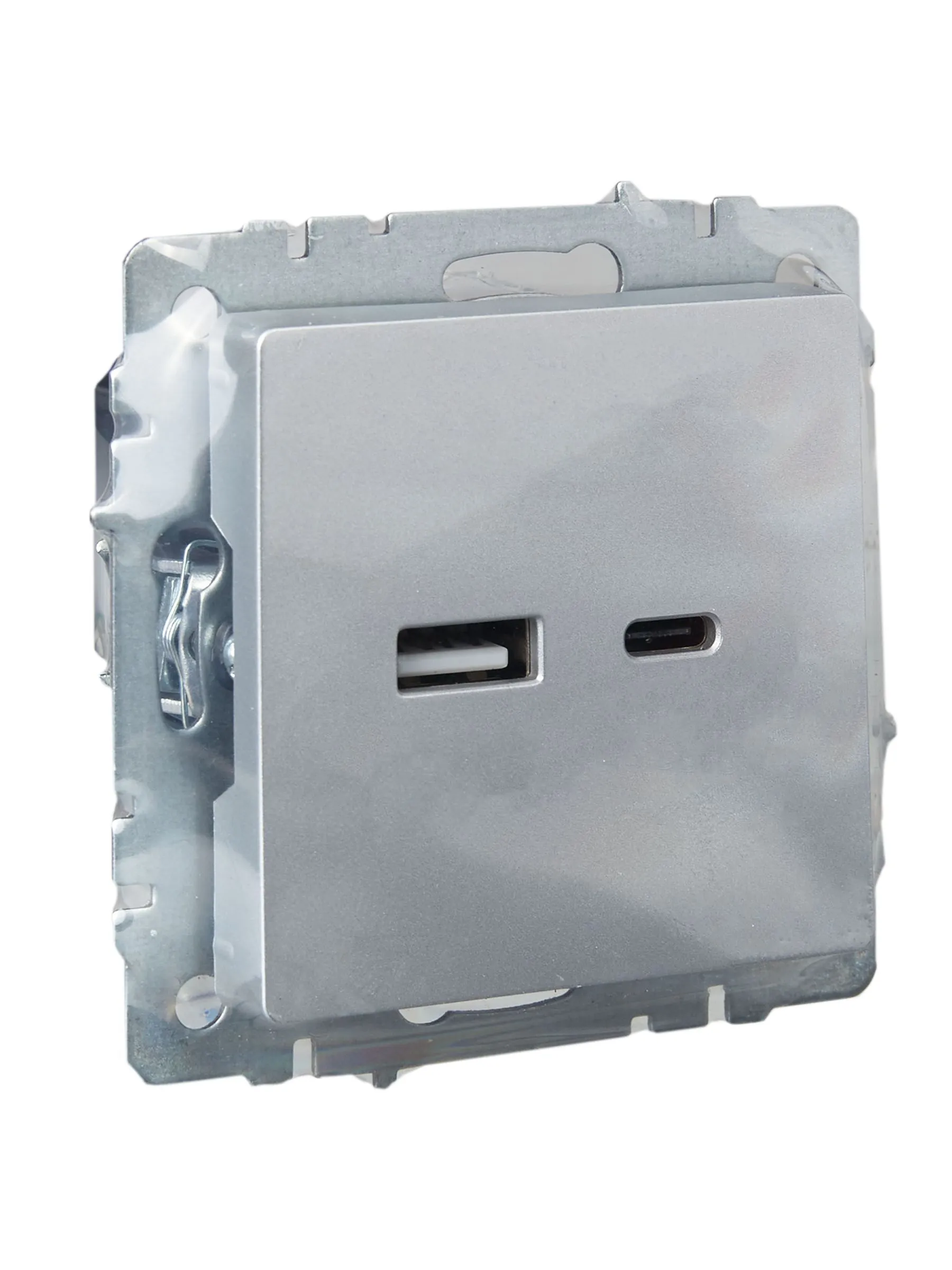 BRITE Розетка USB A+C 18Вт РЮ11-1-БрА алюминий IEK - Фото 4