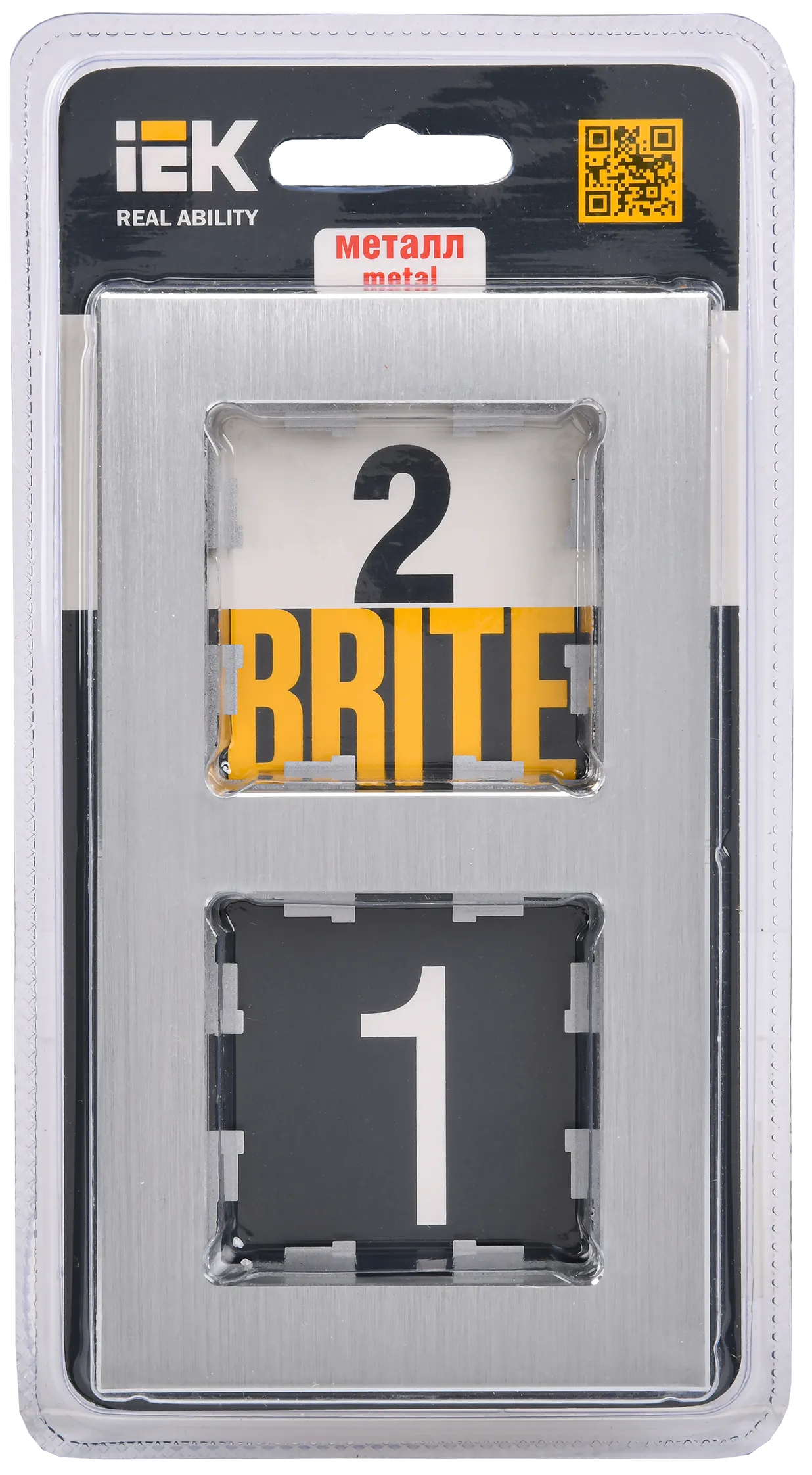 BRITE Рамка 2 -местная РУ-2-1-БрА металл алюминий IEK - Фото 2