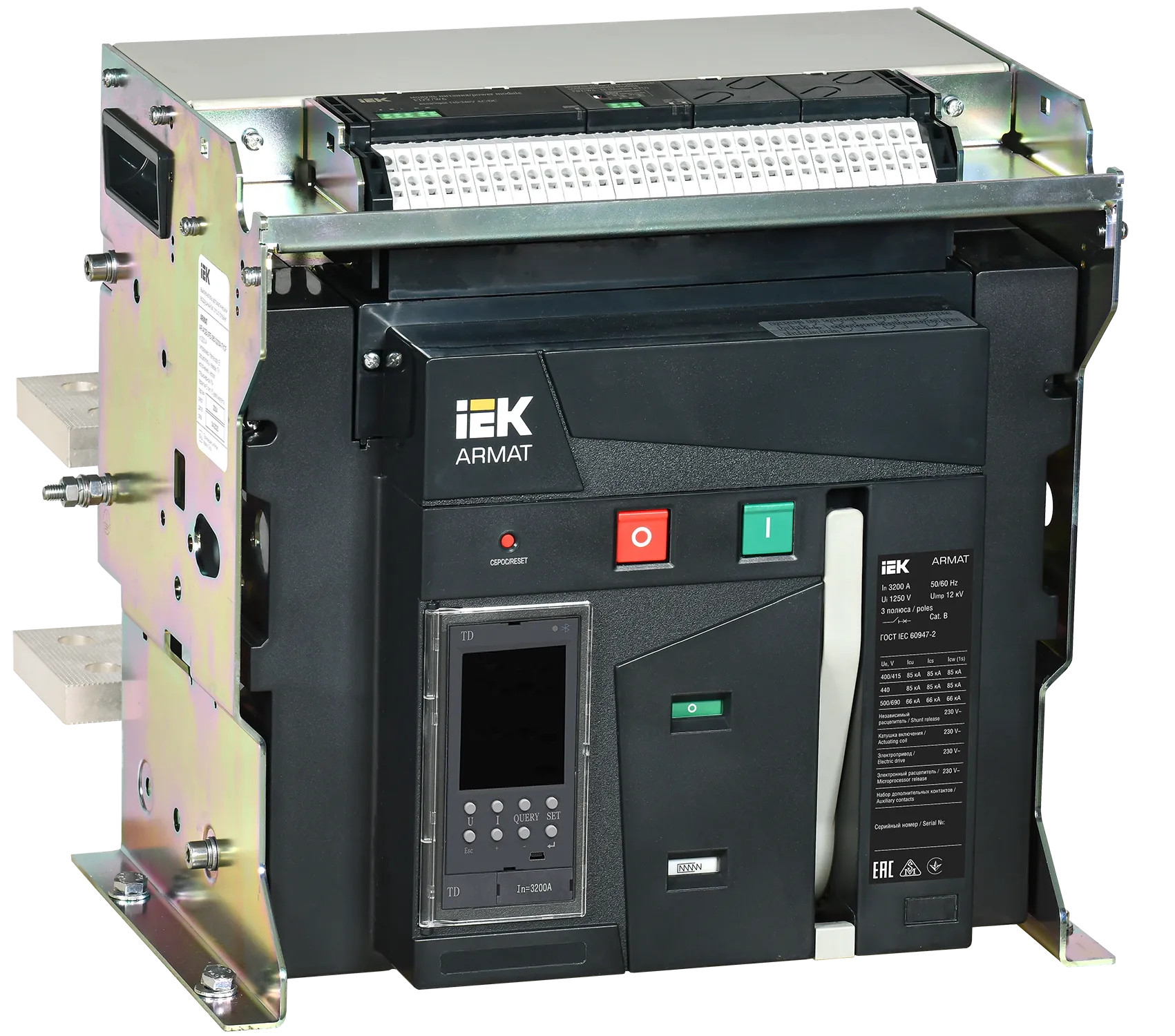 ARMAT AR-A4S TD32 3P F HR Выключатель автоматический воздушный 85кА расцепитель TD 3200А 3P стационарный с аксессуарами ~220-240В: реле отключения, ре AR-ACB-3FF-085-3200A-TDCF