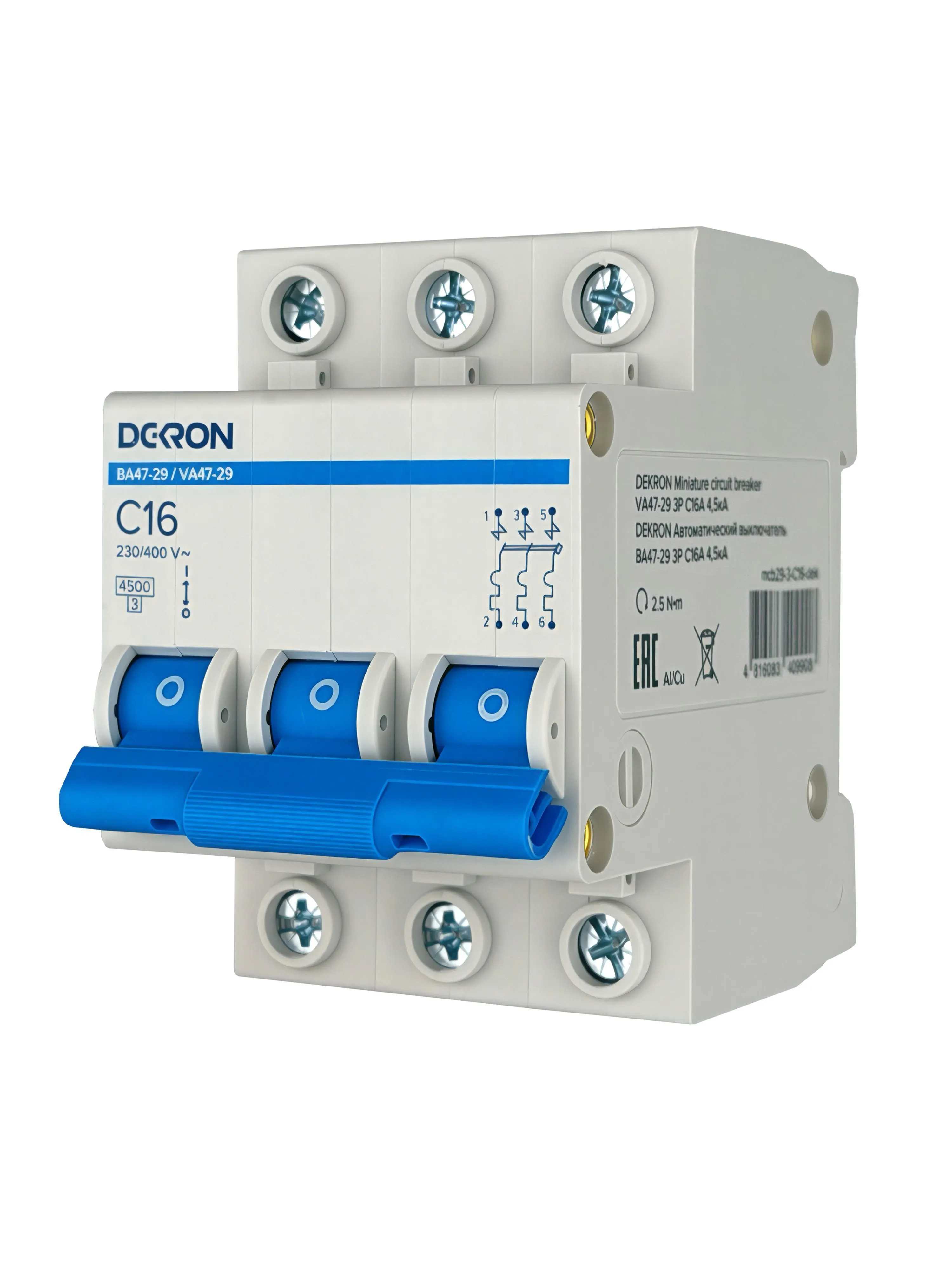 Автоматический выключатель ВА47-29 3P С16A 4,5кА - Фото 2