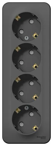 Розетка 4-м ОП Blanca 16А IP20 250В с заземл. защ. шторки с изолир. пластиной антрацит SE BLNRA011416 - Фото 2