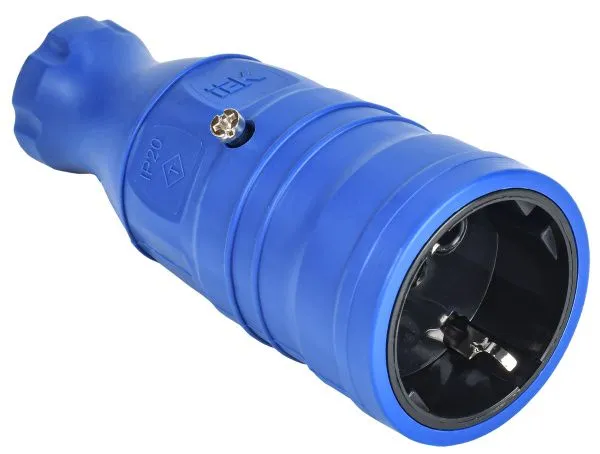 OMEGA Розетка переносная РБп14-1-0м IP20 каучук синяя IEK OM-KR20-16-20-P1-00-K07