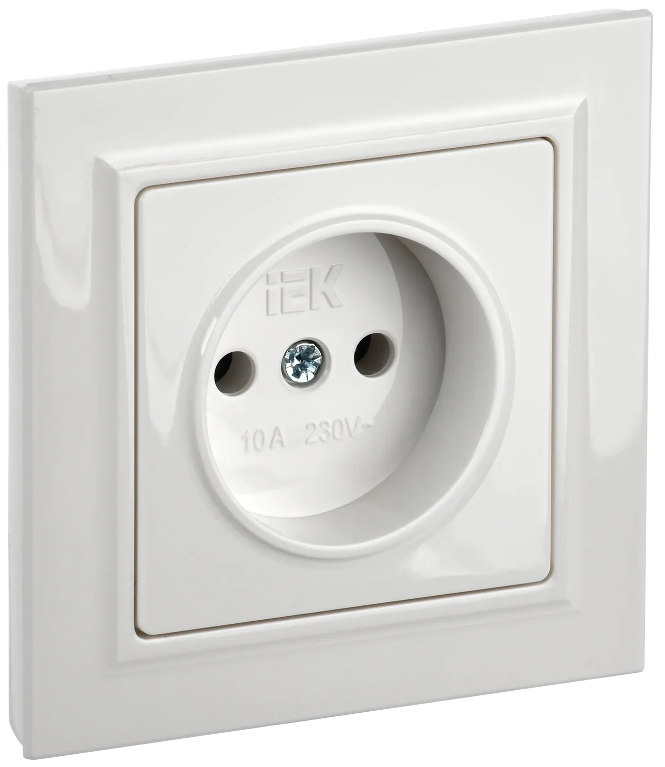 BRITE Розетка 1-местная без заземления без защитных шторок 10А в сб. РСР10-1-0-БрБ белый IEK