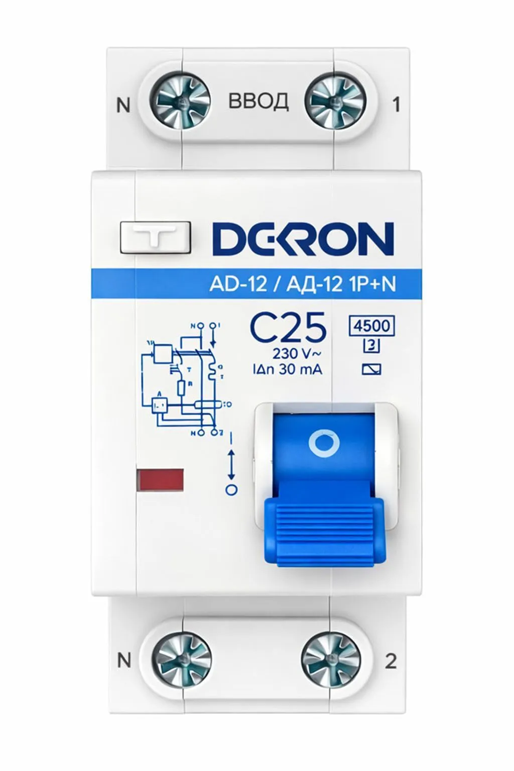Автоматический выключатель дифференциального тока АД12 1P+N С25A АС30мА4.5KA - Фото 2