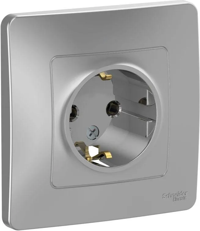 Розетка 1-м СП Blanca 16А IP20 250В с заземл. без защ. шторок алюм. SE BLNRS001013 - Фото 2