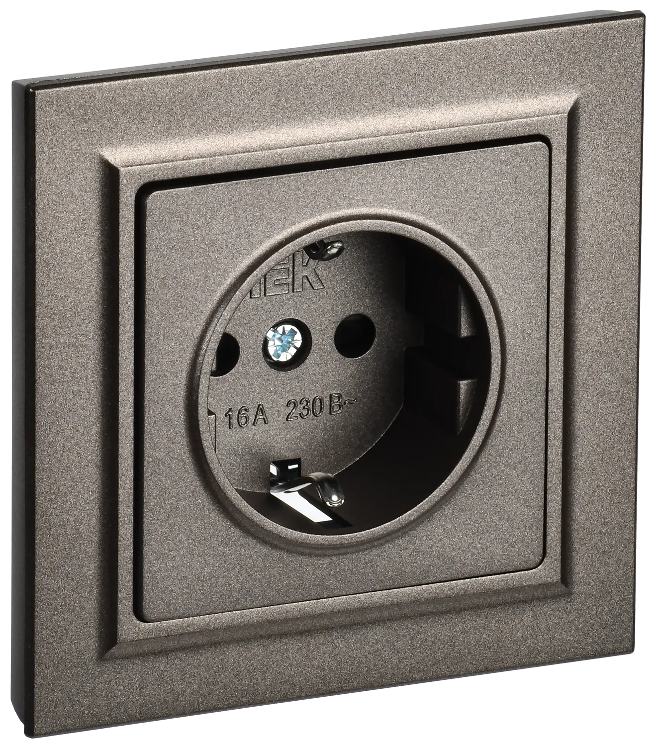 BRITE Розетка 1-местная с заземлением с защитными шторками 16А в сборе РСР14-1-0-БрТБ темная бронза IEK