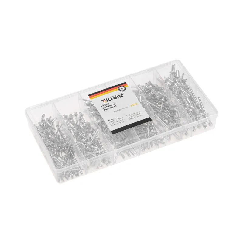 Набор вытяжных заклепок (320 шт/уп) KRANZ