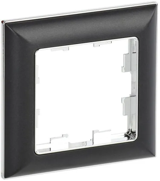 BRITE Рамка 1-местная РУ-1-Бр хром/черный IEK BR-M12-12-2-K23