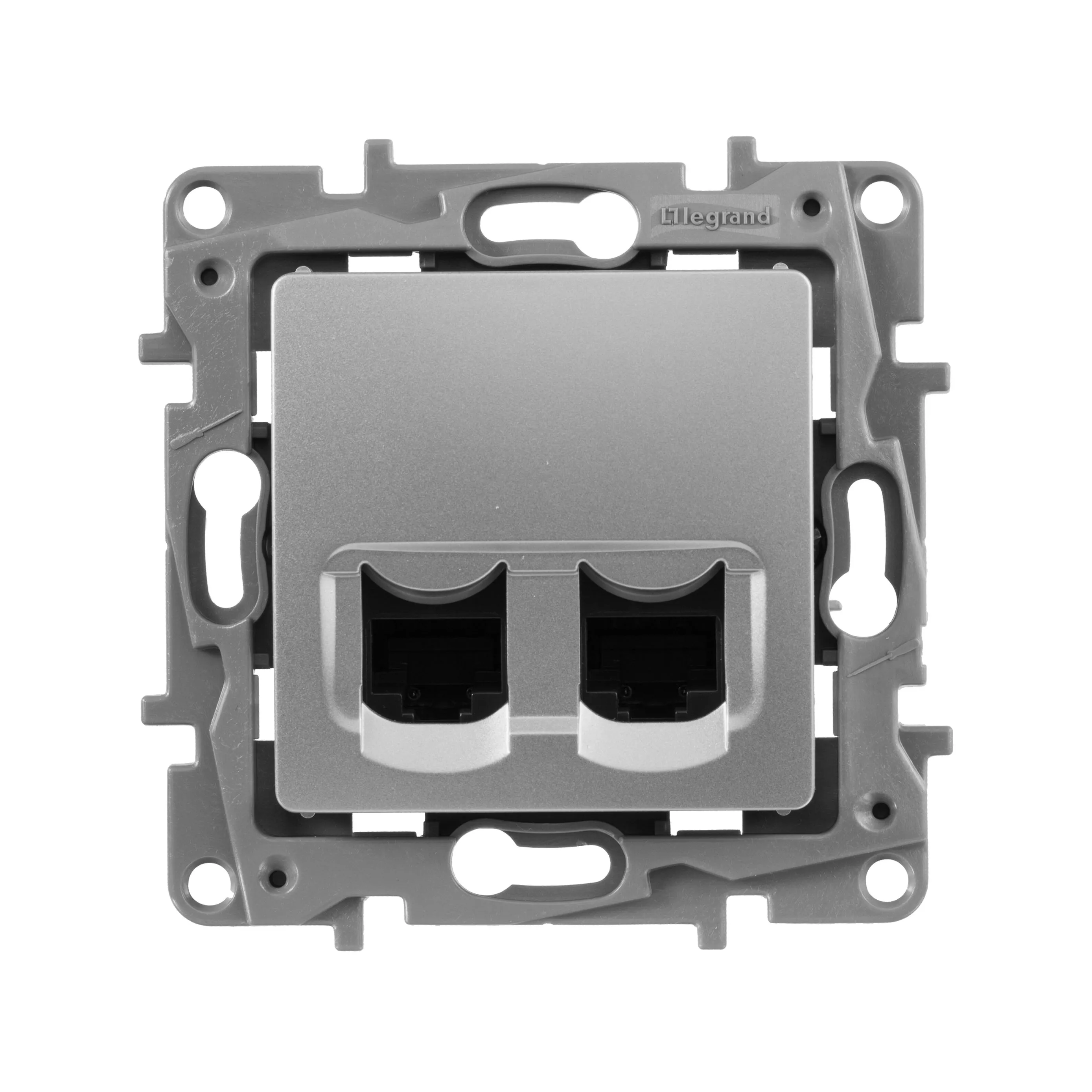 ETIKA Розетка компьютерная двойная RJ45 категория 5Е UTP алюминий - Фото 3