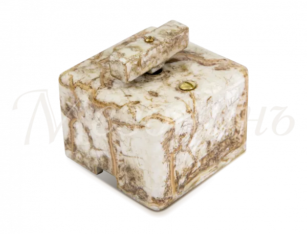 Выключатель ретро проходной фарфоровый поворотный на 2 положения, коллекция "QUADRA" , цвет - дворцо