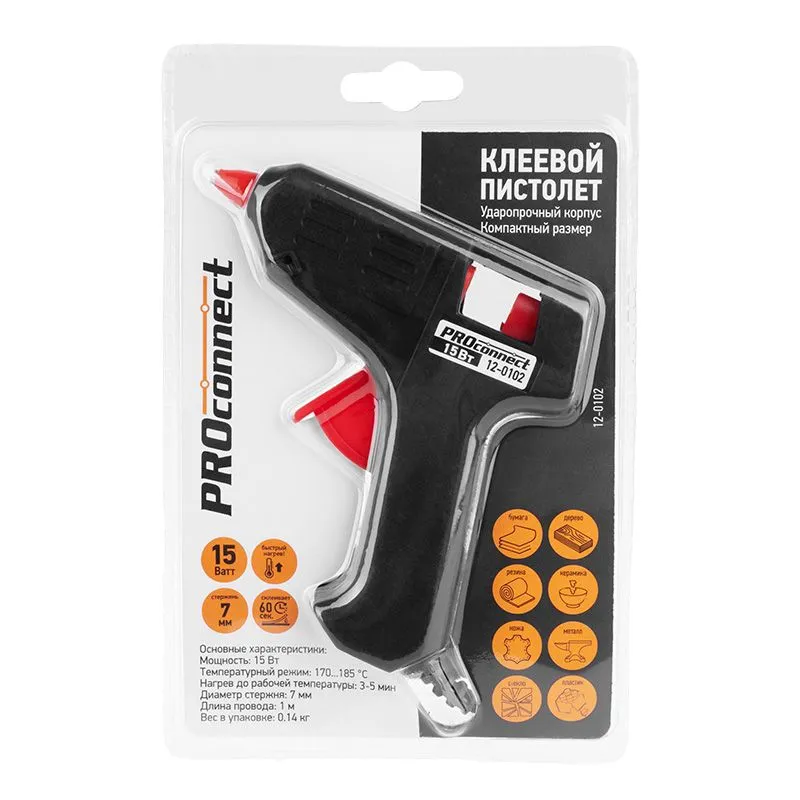 Пистолет клеевой, 15Вт, Ø7мм, блистер PROconnect - Фото 3
