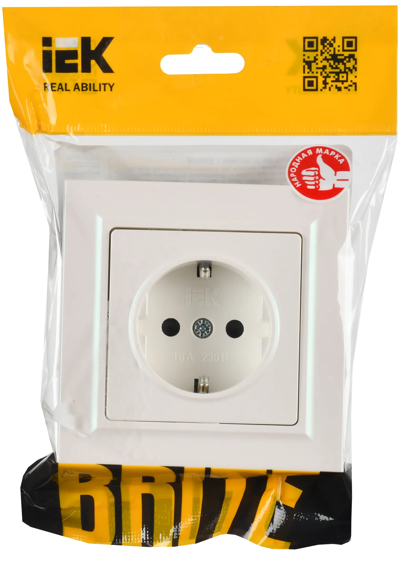 BRITE Розетка 1-местная с заземлением с защитными шторками 16А в сборе РСР14-1-0-БрЖ жемчуг IEK - Фото 2