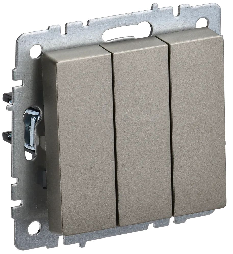 BRITE Выключатель 3-клавишный 10А ВС10-3-0-БрШ шампань IEK BR-V30-0-10-K37