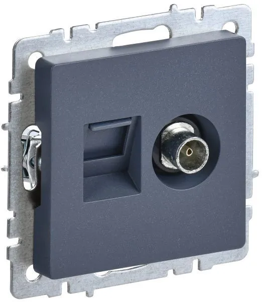 BRITE Розетка двойная TV+RJ45 кат.5E РТВ/РК12-БрМ маренго IEK BR-AK20-1-K35