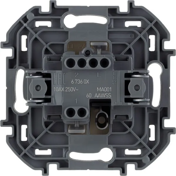 INSPIRIA Выключатель 1-клавишный схема 1 10АХ безвинтовые зажимы слоновая кость - Фото 2