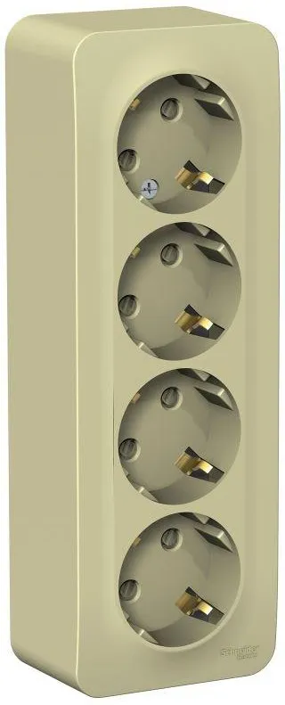 Розетка 4-м ОП Blanca 16А IP20 250В с заземл. защ. шторки с изолир. пластиной беж. SE BLNRA011417