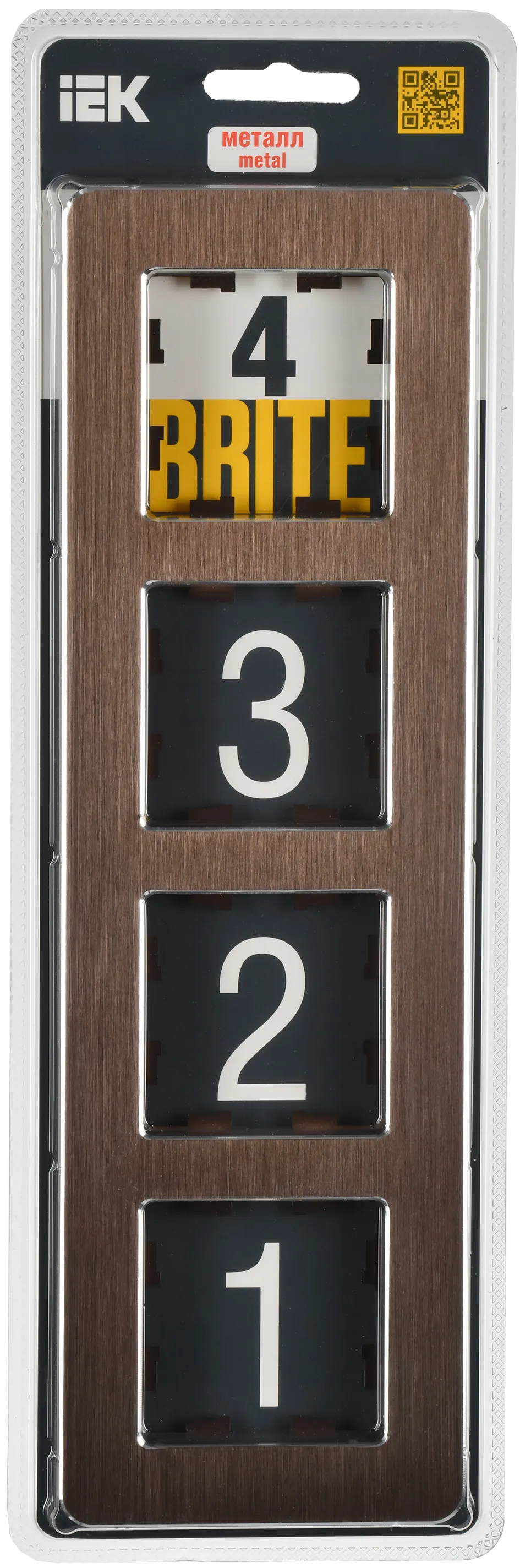 BRITE Рамка 4-местная РУ-4-1-Бр металл коричневый RE AL IEK - Фото 2