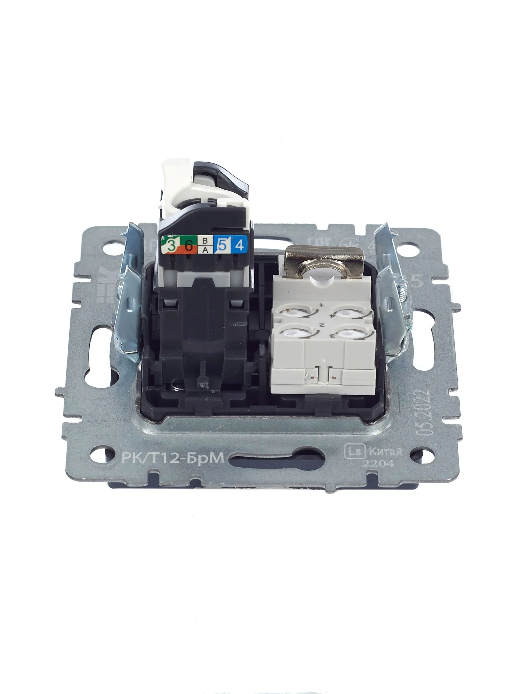 BRITE Розетка двойная RJ11+RJ45 кат.5E РК/Т12-БрМ маренго IEK - Фото 4