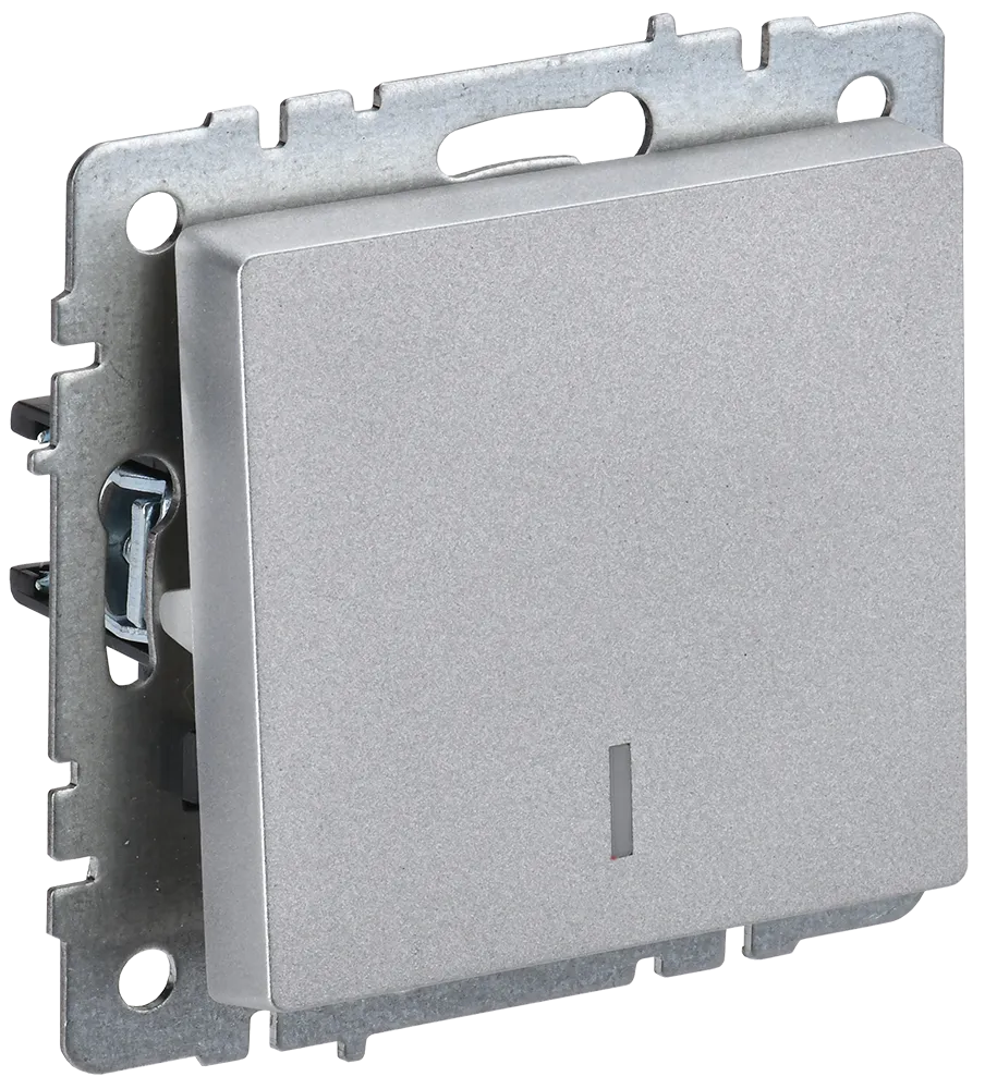 BRITE Выключатель 1-клавишный с индикацией 10А ВС10-1-1-БрА алюминий IEK BR-V10-1-10-K47