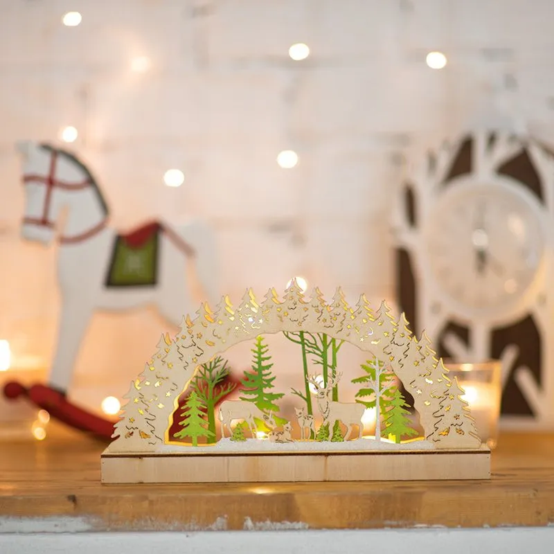 Деревянная фигурка с подсветкой Семейство оленей 30х5х15,7 см - Фото 3