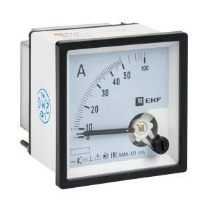 AMA-721 аналоговый на панель (72х72) квадратный вырез 50А прямое подкл. EKF ama-721-50