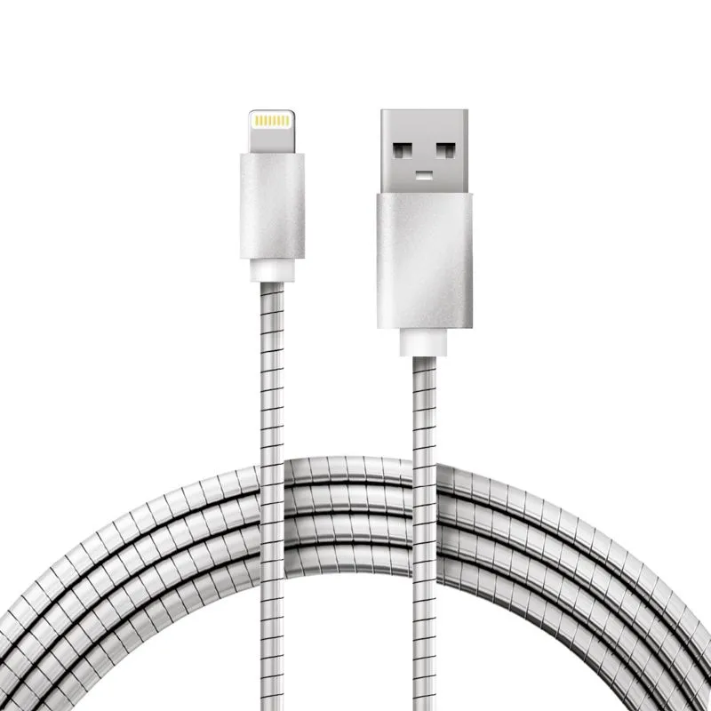 Кабель USB-A – Lightning для Apple, 2A, 1м, в матовой стальной оплетке REXANT