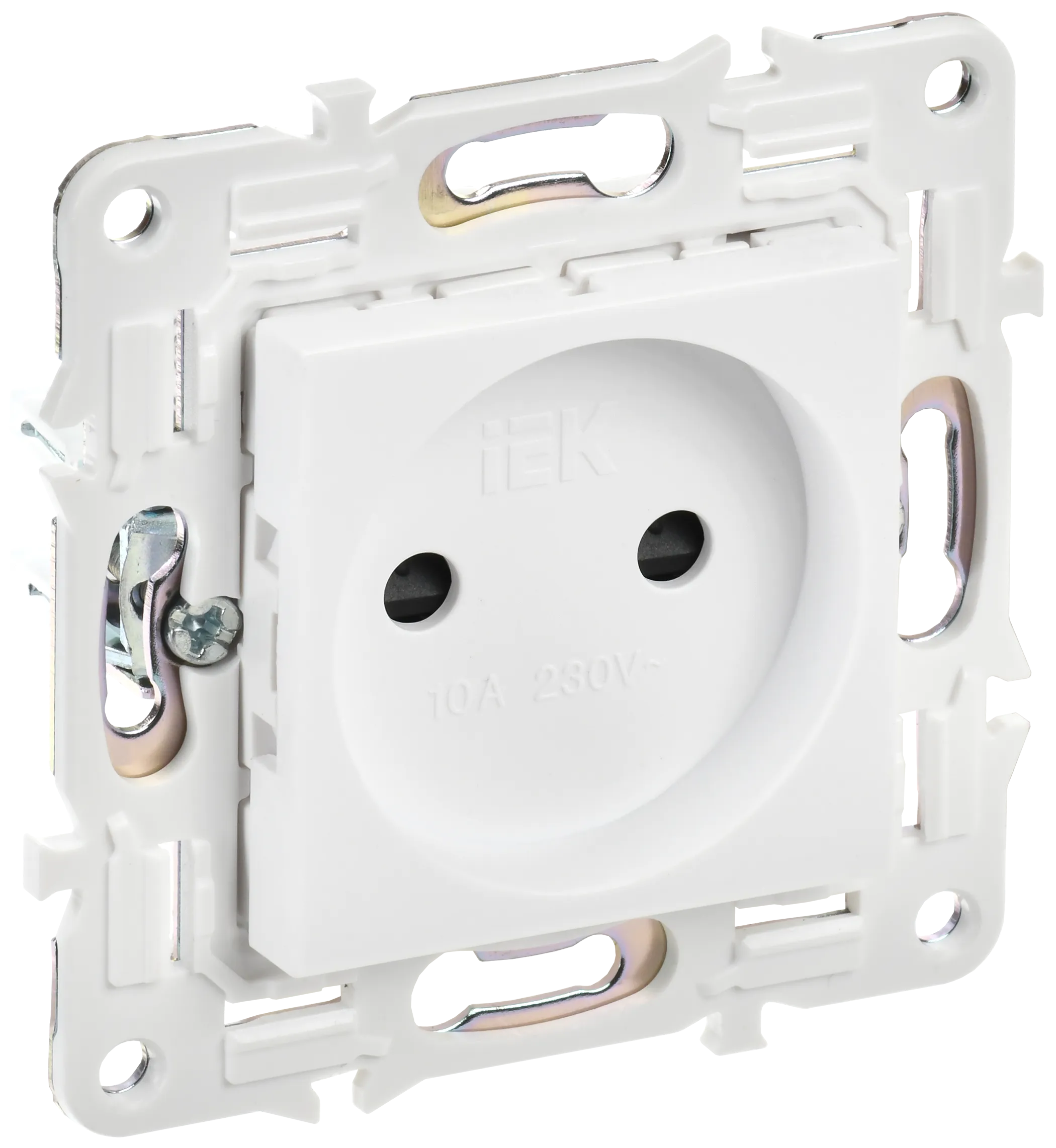 SKANDY Розетка без заземления с защитными шторками 10А SK-R01W арктический белый IEK SK-R13-10-K01