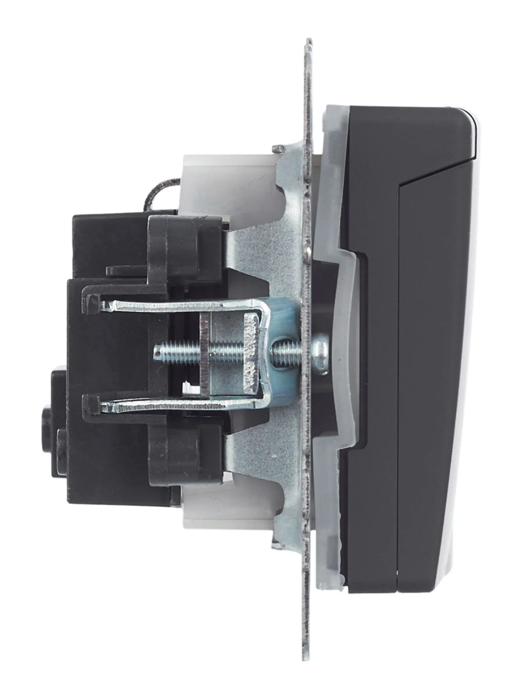 BRITE Розетка 1-местная с заземлением с защитными шторками и крышкой 16А IP44 РСбш10-3-44-БрГ графит IEK - Фото 6