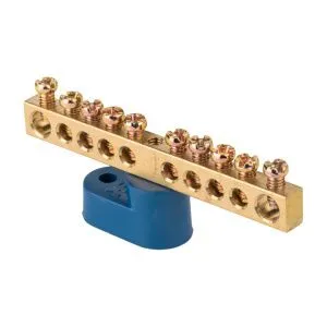 Шина "0" N (6x9мм) 10 отв. латунь синий угловой изолятор EKF sn0-63-10-1