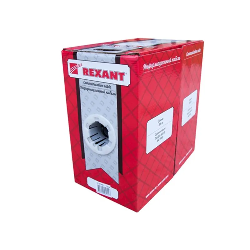 Кабель витая пара F/UTP, CAT 5e, PE, 4PR, 24AWG, OUTDOOR, SOLID, черный, 305м (коробка) REXANT - Фото 2