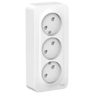 Розетка 3-м ОП Blanca 16А IP20 250В без заземл. защ. шторки с изолир. пластиной бел. SE BLNRA001311 1210468