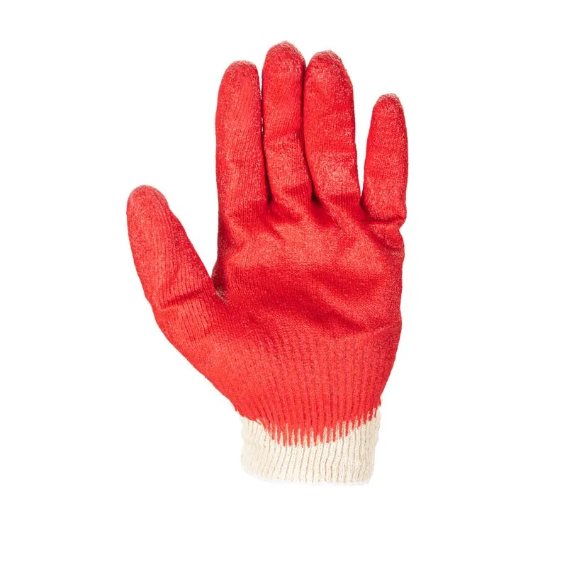 Перчатки х/б с одинарным латексным покрытием, 5 нитей, 36 г, 10 класс вязки, красного цвета - Фото 3