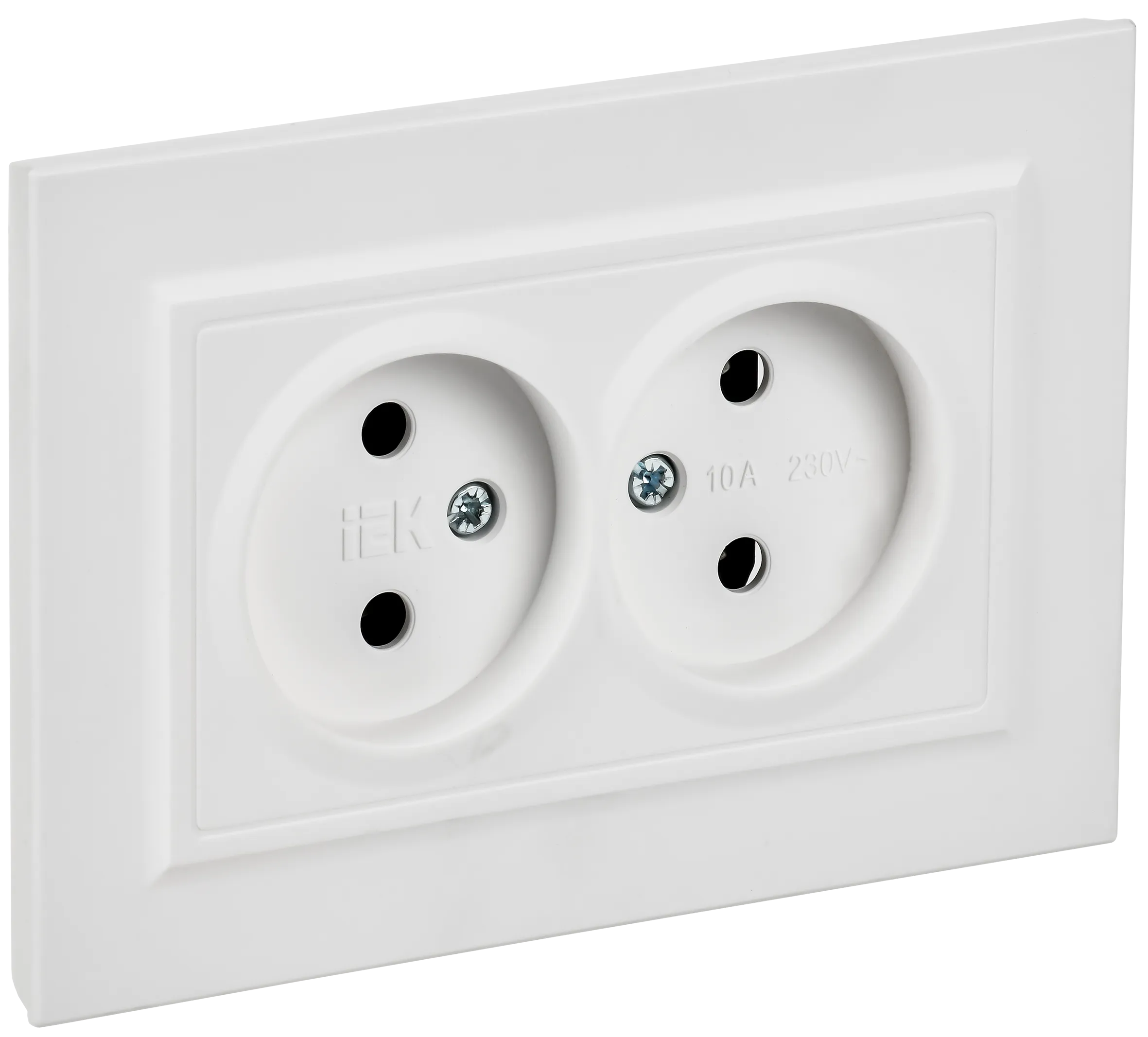 BRITE Розетка 2-местная без заземления без защитных шторок 10А в сборе РС12-2-БрАБ арктический белый IEK