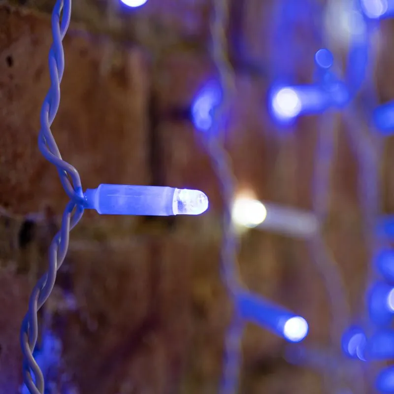 Гирлянда светодиодная Занавес 2х1,5м 300 LED СИНИЙ белый ПВХ IP65 эффект мерцания 230В нужен блок 303-500-1 NEON-NIGHT - Фото 2