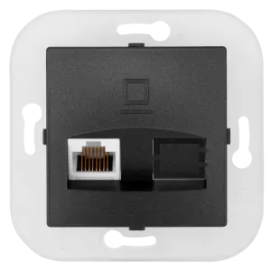 Розетка компьютерная скрытой установки (полимерный суппорт) РК18-013 графит 11548BY