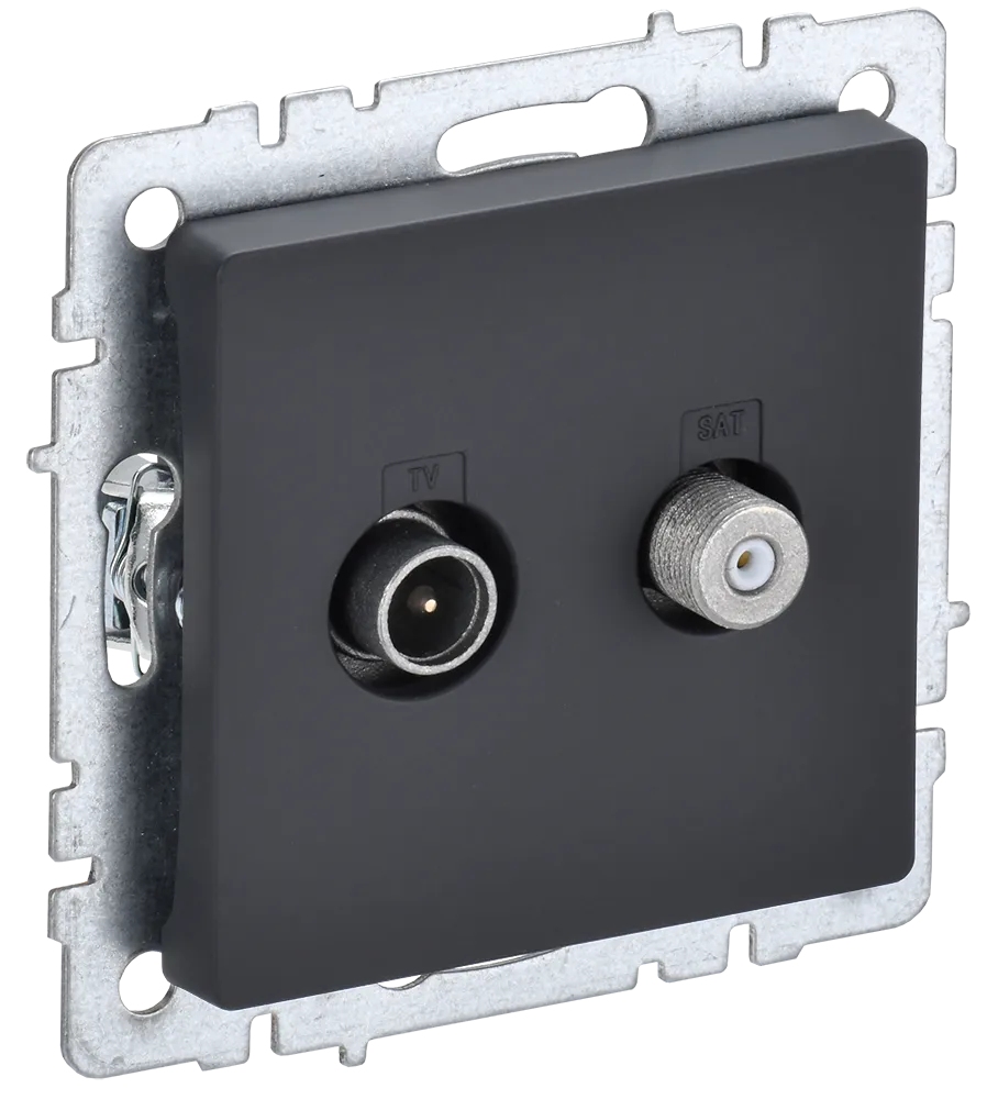 BRITE Розетка двойная TV+SAT РТВ/РСп12-БрГ графит IEK BR-AF20-O-K53