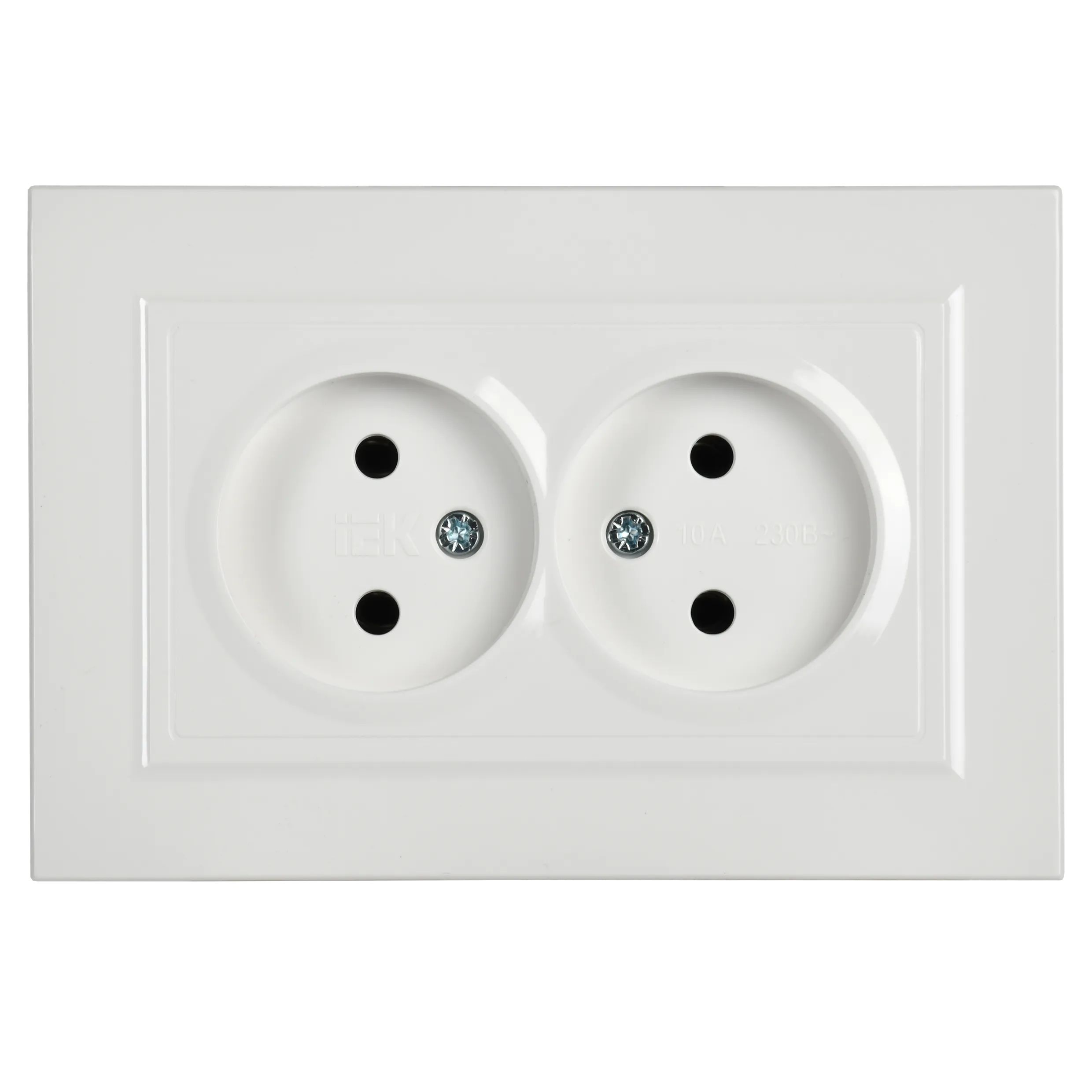 BRITE Розетка 2-местная без заземления без защитных шторок 10А в сборе РС12-2-БрБ белый IEK - Фото 5