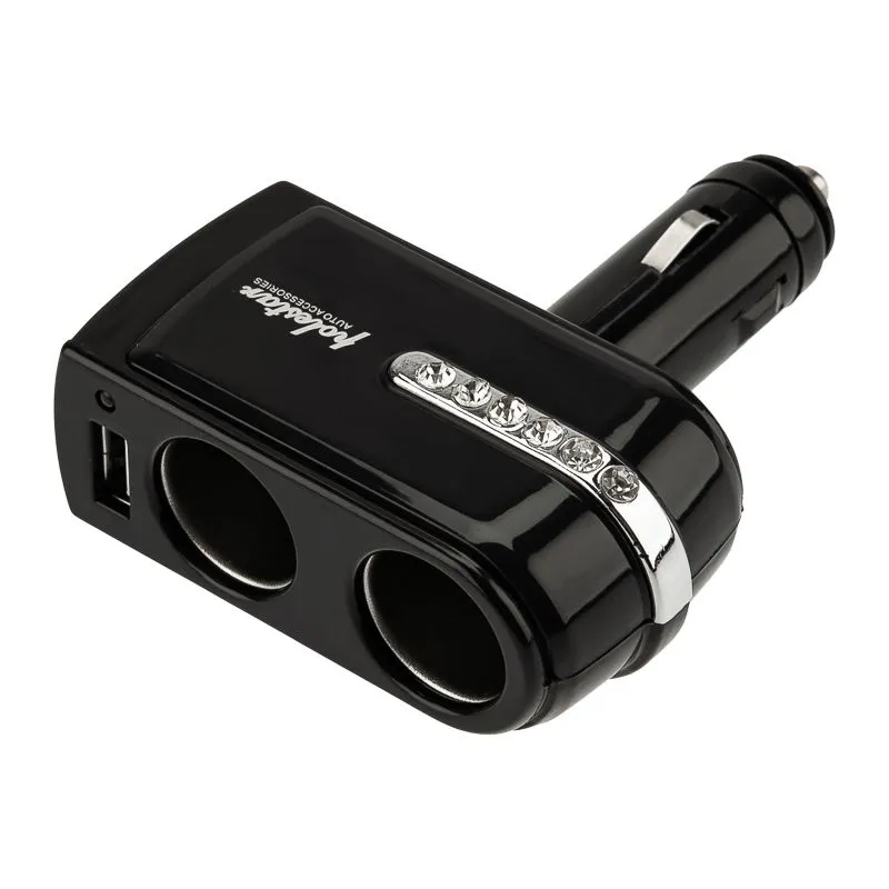 Разветвитель автоприкуривателя, 2 гнезда, 1хUSB (5В, 1000мА) REXANT