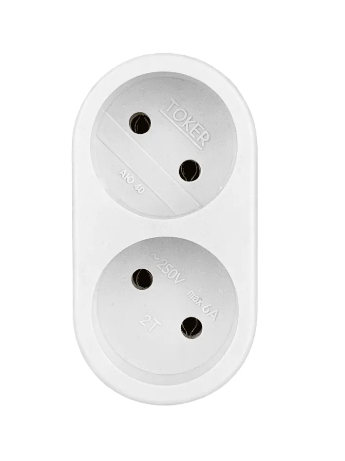 Разветвитель электрический 2 розетки без заземления, 6А, белый DEKRON - Фото 2
