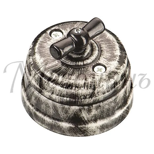 Art-Decor Выключатель ретро фарфоровый поворотный на 4 полож в комплекте с подъемной рамкой 10А