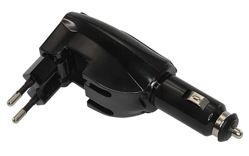 Универсальное ЗУ-трансформер авто+сетевое 2 USB цвет черный (2х1000 mA)c индикатором, блистер - Фото 2